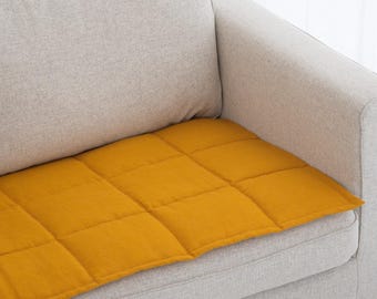 Reversible Linen Sofa Pad Topper, Quilted Couch Slipcover for Pets, Sectional Friendly Seat Cover, Washable Sofa Mat 50XCP