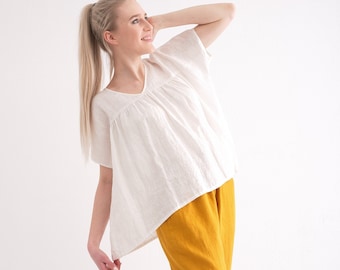 Linen Top, Linen Shirt Women. Oversized Linen Tunic Top.