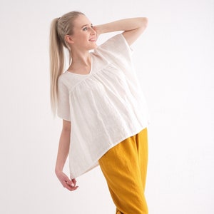Linen Top, Plus size flax Shirt Women. Oversized Linen Tunic Top.