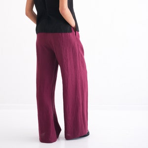 Women linen trousers. Wide Linen Pants. Softened, washed linen women's pants. image 6