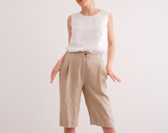 Long Linen Shorts | Etsy Singapore