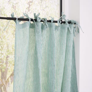 Cafe Vorhänge, Lichtfilternde Café Vorhänge, kurze Fenstervorhänge im Landhausstil mit Bindespitzen, natürlich gestreifte Küchenvorhänge. 22/11