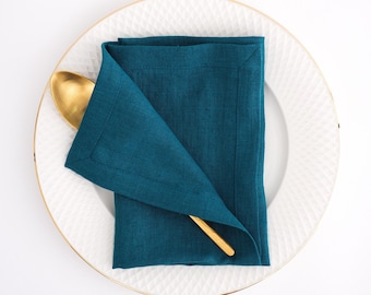 Blue Linen Napkin - Soft and Elegant - 16x16 inches / 40x40 cm - Perfect for Casual and Formal Settings