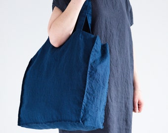 LINEN TOTE BAG - Organic Tote Bag - Linen Shoulder Bag - Pure Linen Tote Bag - Linen Shopping Bag - Reusable Tote Bag