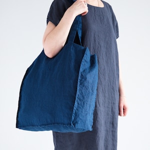 LINEN TOTE BAG - Organic Tote Bag - Linen Shoulder Bag - Pure Linen Tote Bag - Linen Shopping Bag - Reusable Tote Bag