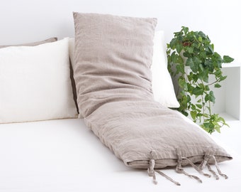 Linen Pillowcase,  Body Linen Pillow Case with Ties,  Linen Pillow Cover,  Custom Color Linen Pillow Case