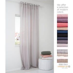 Light filtering linen curtains tie top, long and wide window drapes, farmhouse curtains for kitchen semi sheer drapes. 07/03