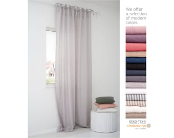 Light filtering linen curtains tie top, long and wide window drapes, farmhouse curtains for kitchen semi sheer drapes. 07/03