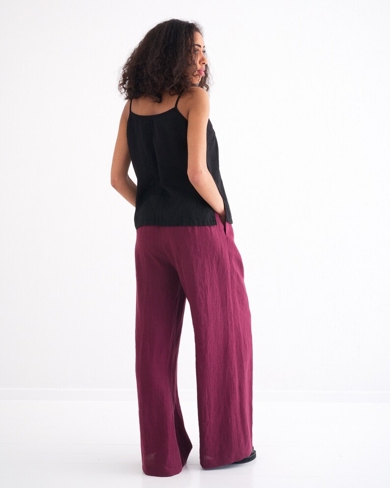 Women linen trousers. Wide Linen Pants. Softened, washed linen women's pants. image 6