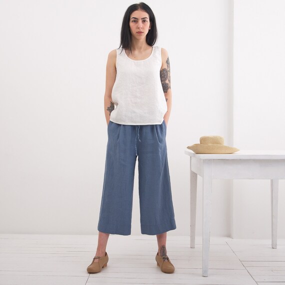 Women Linen Trousers. Softened Washed 