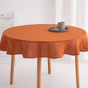 Soft washed pure linen round tablecloth, natural linen table linens, wedding tablecloth, large tablecloth image 2