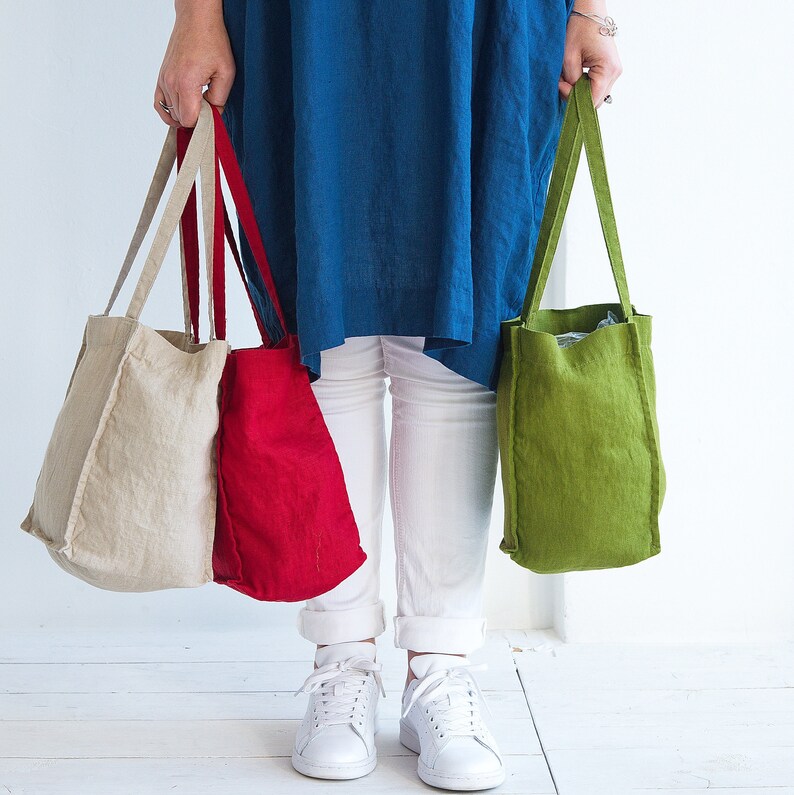 Linen Tote Bag Tote Bag Linen Shopping Bag Linen Shoulder Etsy