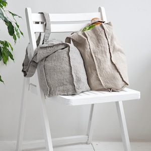 LINEN TOTE BAG Organic Tote Bag Linen Shoulder Bag Pure Linen Tote Bag Linen Shopping Bag Reusable Tote Bag image 6