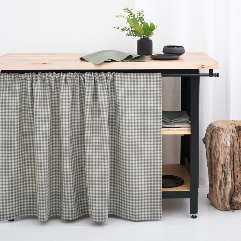 Natural Linen Curtain, Kitchen Cupboard, Bathroom Shelf, Custom Size, OEKO-TEX, Stonewashed Linen, Eco-Friendly Decor image 10