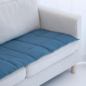 Linen Couch Slipcover for Dogs and Kids, Quilted Sofa Topper Pad, Two-Sided Seat Protector, Handmade Sofa Cover 50XCP image 6