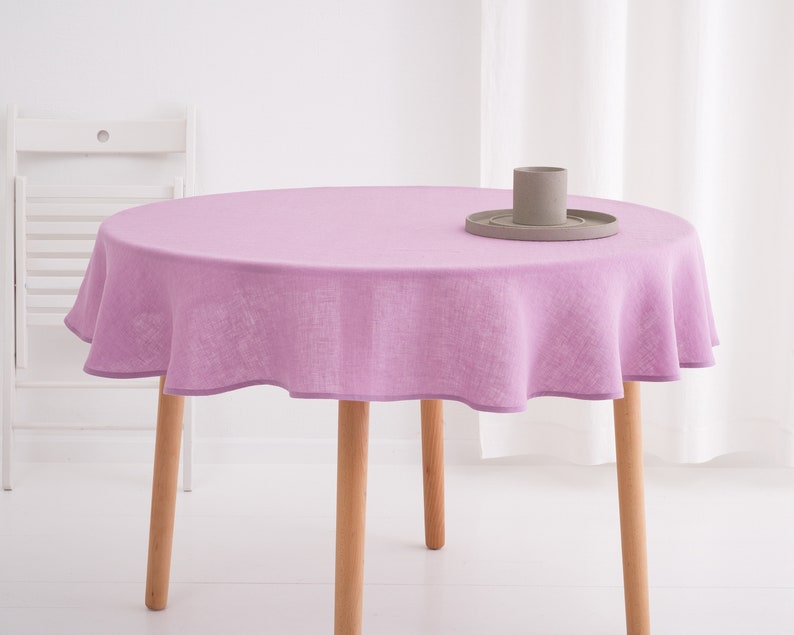 Soft washed pure linen round tablecloth, natural linen table linens, wedding tablecloth, large tablecloth 6. Lilac