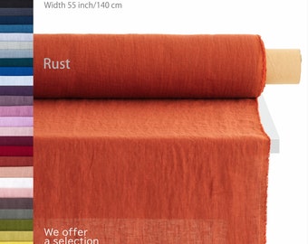 Tejido de lino puro cortado a medida, Los mejores textiles de lino, Calidad europea premium a la venta, Tejido de lino naranja óxido natural, Tienda de telas de lino,
