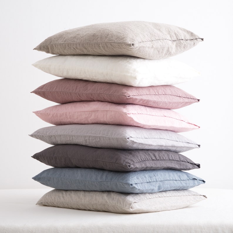 Linen Pillow Cover, Linen Pillowcase, Linen Cushion Cover, Linen Throw Pillow, Soft Linen Bed Pillow image 9