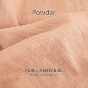 Softly textured powder organic linen fabric, illustrating the premium quality of European linen sold by the yard.