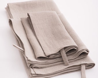 Set of Towels,  Linen Kitchen Towels, Washed Linen Tea Towels