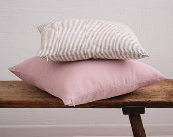 Soft Washed Linen Pillow Cover, Minimalist Throw Pillow Case, Custom Sofa Cushion