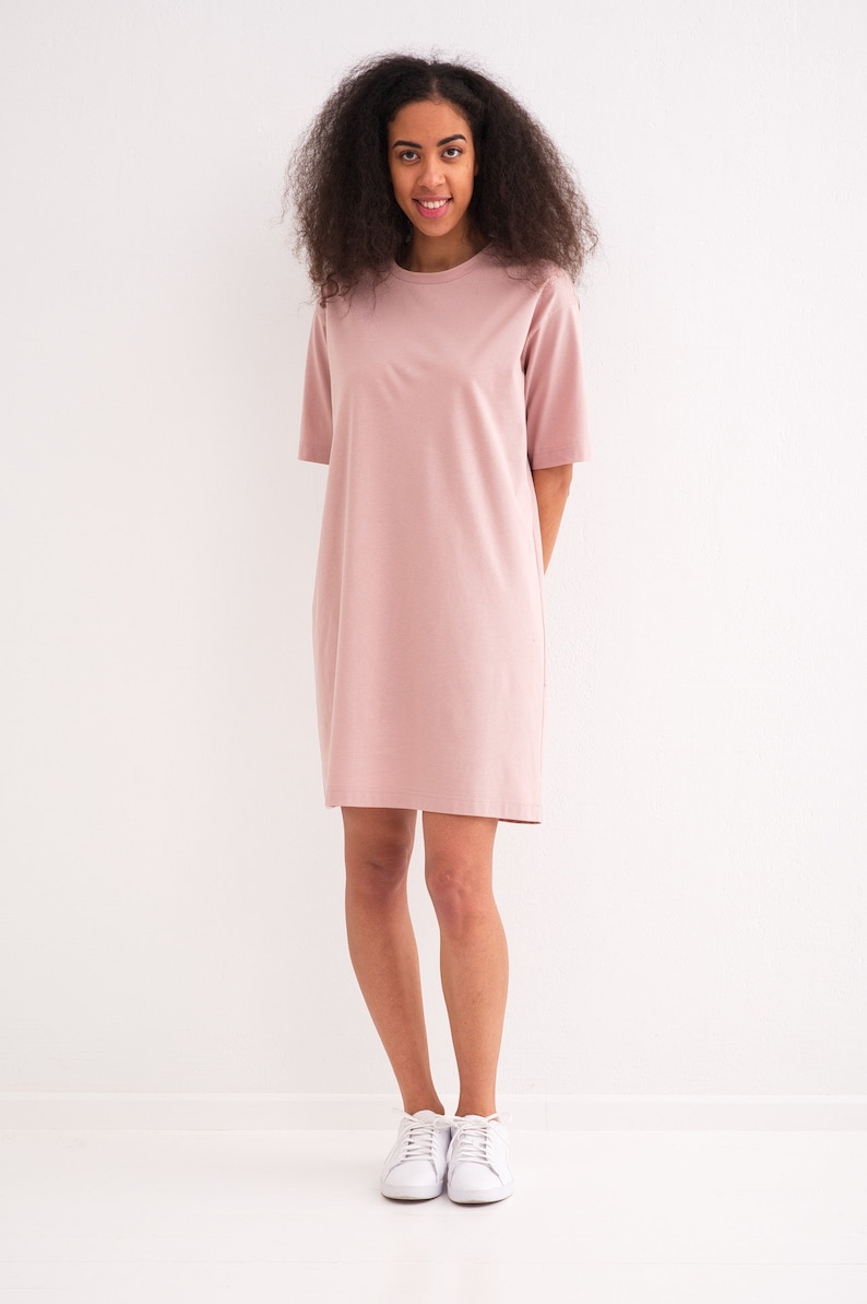 Certified Organic Cotton T-Shirt Dress Versatile and Comfortable Women's Apparel Made to Order 画像 2