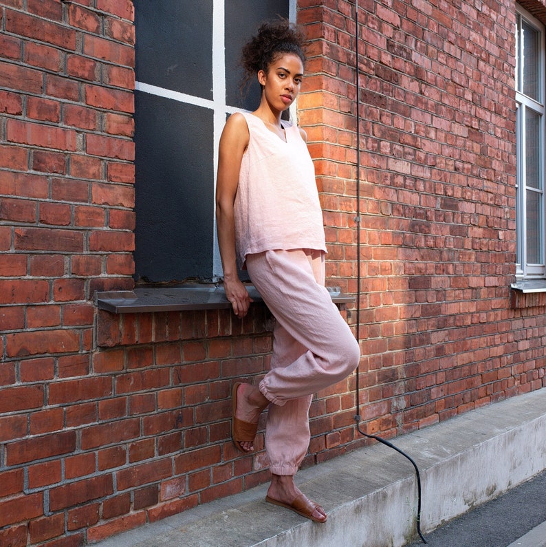 Women linen trousers. Softened, washed linen women's pants. image 3