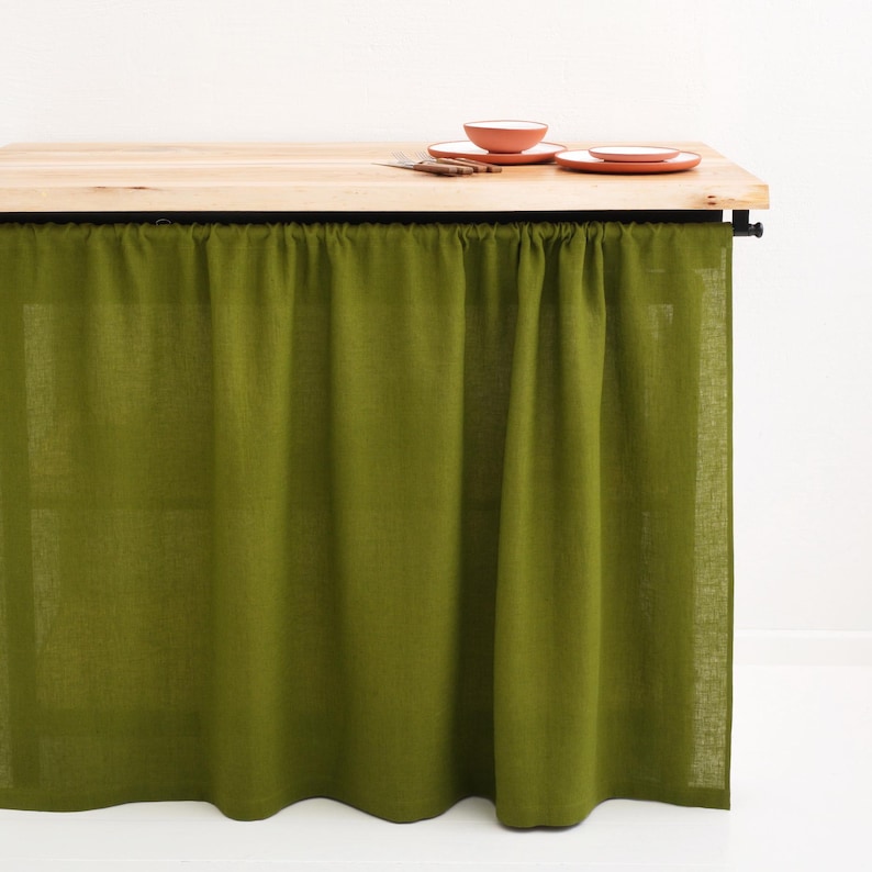 Natural Linen Curtain, Kitchen Cupboard, Bathroom Shelf, Custom Size, OEKO-TEX, Stonewashed Linen, Eco-Friendly Decor image 15
