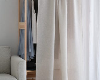 Linen Closet Curtain with Clip Rings, Wardrobe Privacy Curtain, Open Closet Cover, Custom Linen Panel