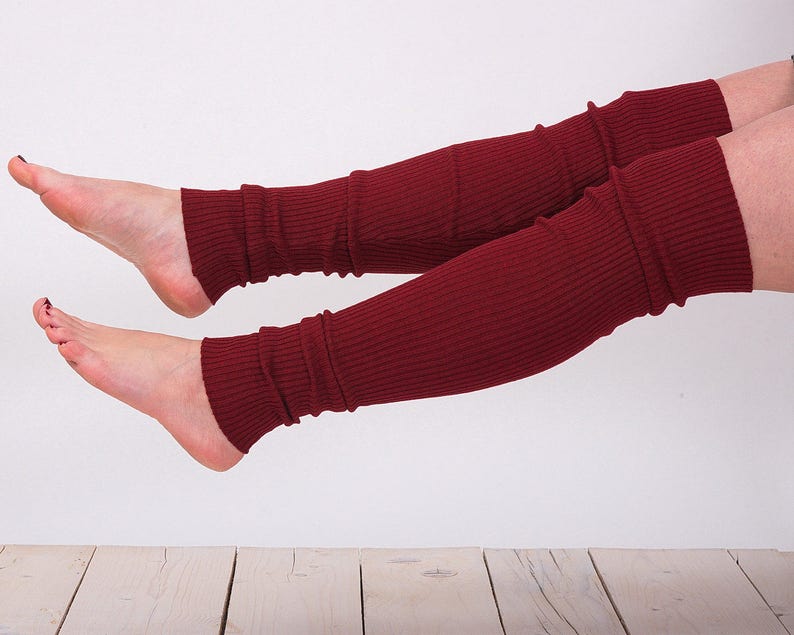 Knit Red Leg Warmers Thigh High Socks Knee Socks Hand made Socks Leg Warmers Boot Socks Knit Knee Socks Knee High Socks
