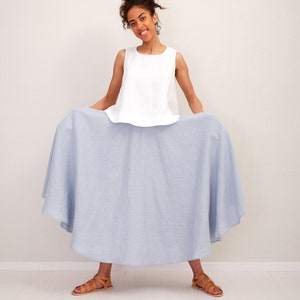 Linen skirt, A line linen skirt with pockets. Feminine and elegant cirkle skirt with asymmetrical length. image 4