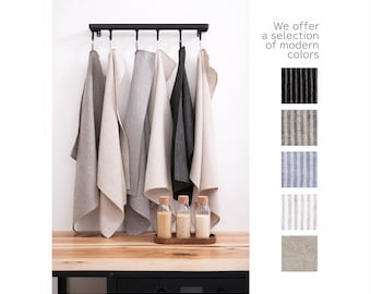 High Absorbent Tea Towel, Set of striped linen towels, stone washed soft washcloth, face towel, guest hands wiping, small cleaning cloth