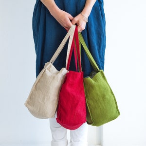 LINEN TOTE BAG - Organic Tote Bag - Linen Shoulder Bag - Pure Linen Tote Bag - Linen Shopping Bag - Reusable Tote Bag
