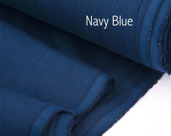 Light Weight Linen 130g/m2 , Natural Linen Fabric, Linen Fabric by meter, Linen Fabric, Stone Washed Linen, Navy Blue Linen Fabric