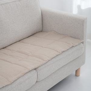 Reversible Linen Sofa Pad Topper, Quilted Couch Slipcover for Pets, Sectional Friendly Seat Cover, Washable Sofa Mat 50XCP image 8