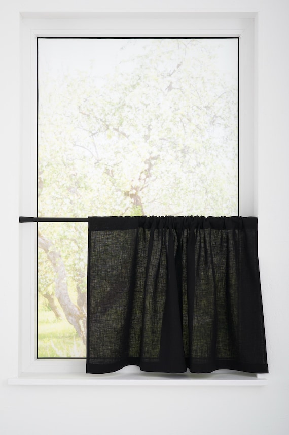 Farmhouse Linen Cafe Curtains Rod Poc...