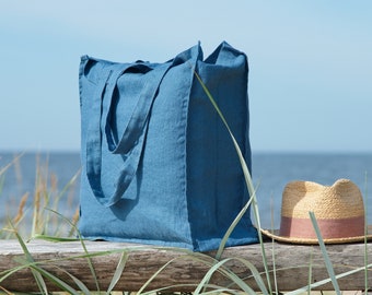 LINEN TOTE BAG - Organic Tote Bag - Linen Shoulder Bag - Pure Linen Tote Bag - Linen Shopping Bag - Reusable Tote Bag