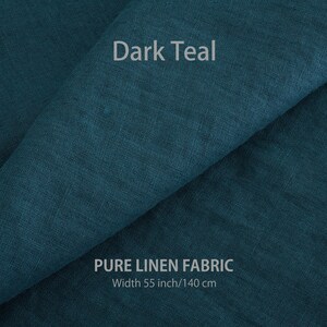 Premium Dark Teal pure linen fabric, ideal for sophisticated clothing, sold by the yard at a linen fabric store renowned for European quality flax textiles.