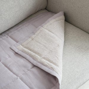 Reversible Linen Sofa Pad Topper, Quilted Couch Slipcover for Pets, Sectional Friendly Seat Cover, Washable Sofa Mat 50XCP 3. Light Gray