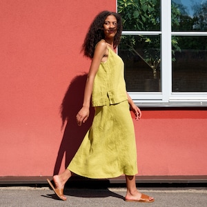 Linen skirt. Linen midi skirt.  Femine and elegant A line long linen skirt.