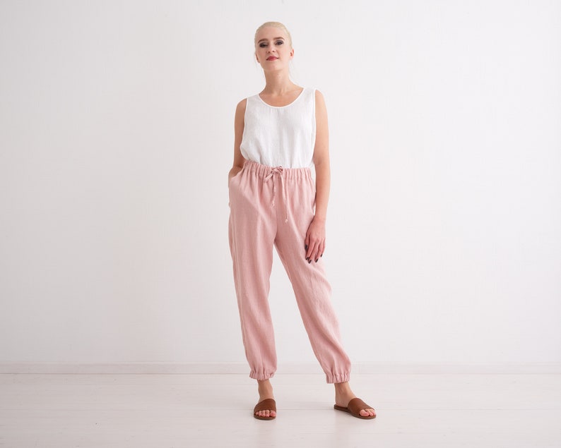 Women linen trousers. Softened, washed linen women's pants. image 6