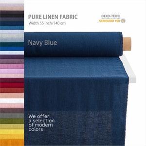 Natural linen flax fabric, Pure linen fabric by the yard, Best flax textiles, Premium European quality for sale, Natural blue linen fabric.