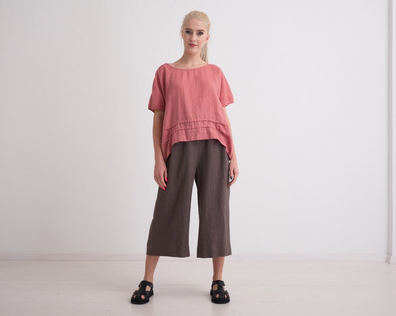 Women's Linen Top Oversized Linen Shirt, Breathable and Comfortable, Available in Various Colors image 4