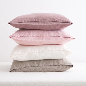 Funda de almohada de lino, funda de almohada de lino, funda de cojín de lino, almohada de tiro de lino, almohada de cama de lino suave imagen 2