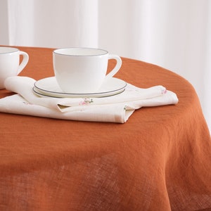 Soft washed pure linen round tablecloth, natural linen table linens, wedding tablecloth, large tablecloth 9. Rust