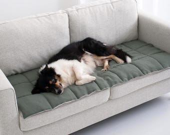 Leinen Couch Beschützer für Haustiere und Kinder, gesteppter Sofa Sitzbezug, doppelseitiger Bezug, minimalistische Sofaauflage