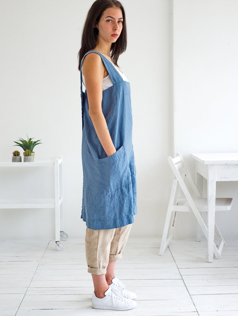 Linen Apron Japanese Style Linen Apron Cross Back Linen Etsy