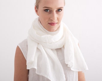 Linen Scarf. Natural soft washed linen scarf. Linen Woman Scarf.