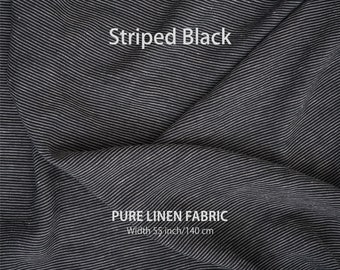 Tejido de lino a rayas cortado a medida, Los mejores textiles de lino, Calidad europea premium a la venta, Colores naturales blanquecinos sin teñir, Rayas anchas