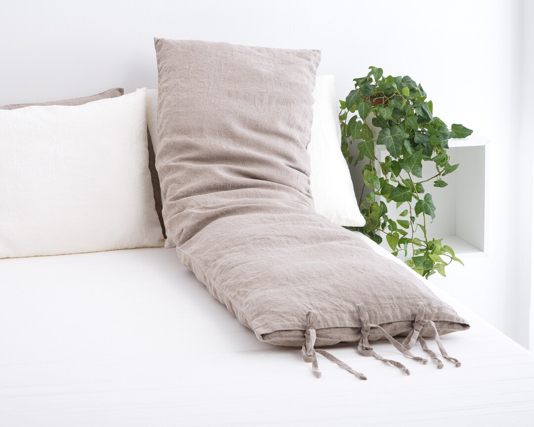 Linen Pillowcase, Body Linen Pillow Case With Ties, Linen Pillow Cover
